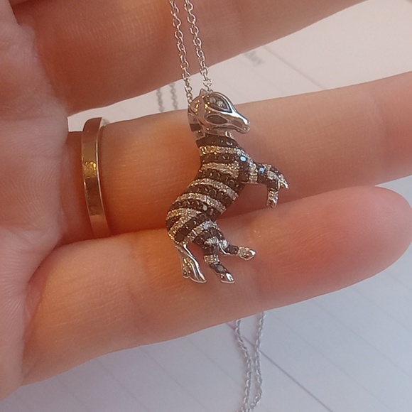 14k gold diamond effy zebra necklace - Picture 3 of 3